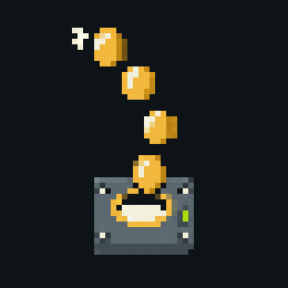 Golden coins dropping into a machine slot