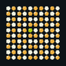 A ten by ten grid of a hundred balls